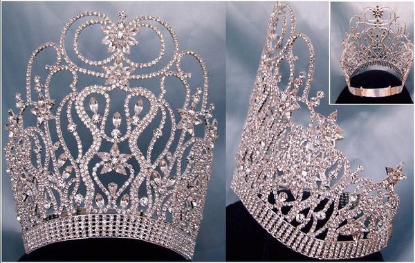 Round the World Adjustable Contoured Rhinestone Crown Tiara - CrownDesigners