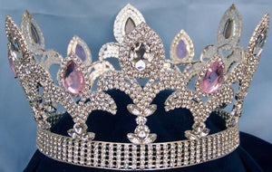 The Millenium rhinestone full silver pink crown - CrownDesigners