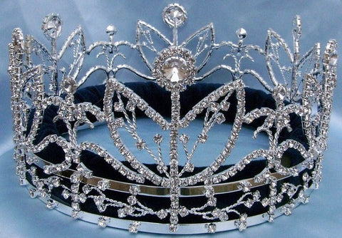 Victory Majestic Rhinestone Full Silver King Queen Crown - CrownDesigners