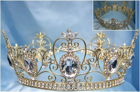 Rhinestone Imperial Celtic Jewelled Unisex Gold Crystal Crown - CrownDesigners
