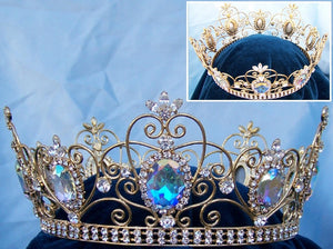 Rhinestone Imperial Celtic Aurora Borealis Unisex Gold Crystal Crown - CrownDesigners