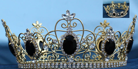 Rhinestone Imperial Celtic Black Unisex gold Full Crystal Crown - CrownDesigners