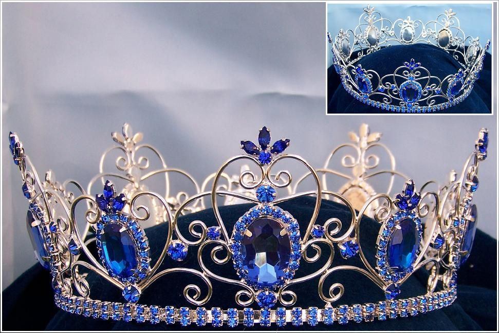 Rhinestone Imperial Celtic Jewelled Mens Silver blue Crown - CrownDesigners