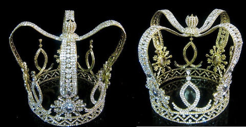 The Royal Stanislaus Crown King Full Mens Rhinestone Gold Crown - CrownDesigners