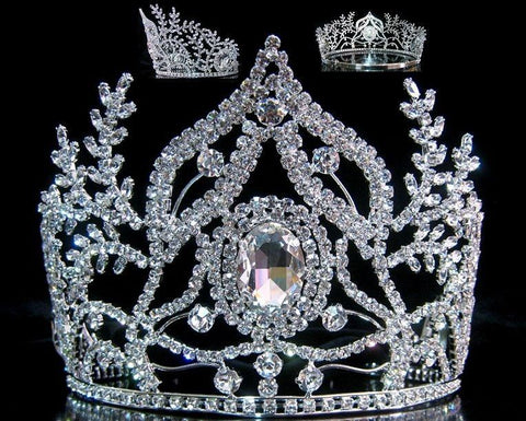 Beauty Pageant Rhinestone Queen Ceremonial Silver Crown Tiara - CrownDesigners