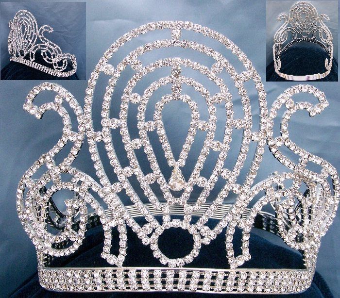 Universal Empress Pageant Rhinestone Contoured Crown - CrownDesigners