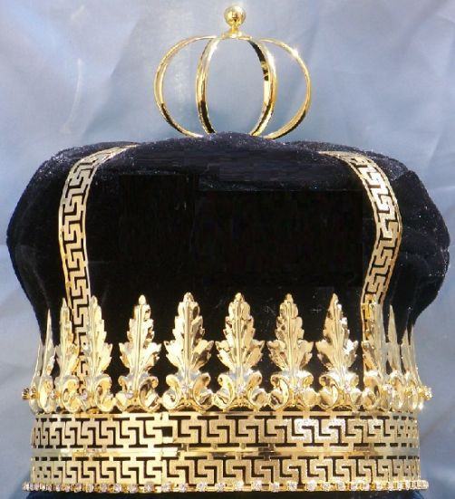 Imperial State Mens King Rhinestone Gold and black Crown - CrownDesigners