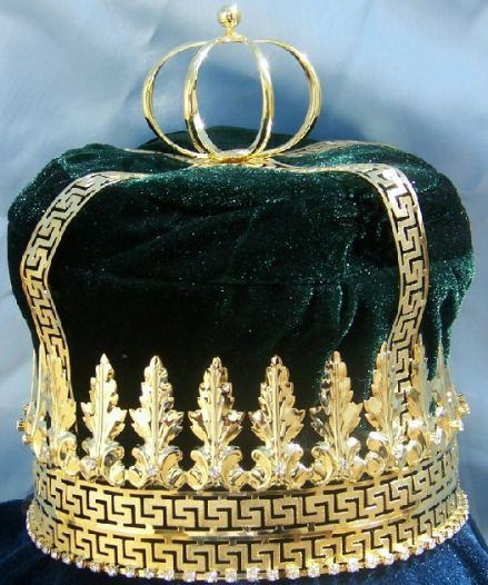 Imperial State Mens King Rhinestone Gold and Emerald Green  Crown - CrownDesigners
