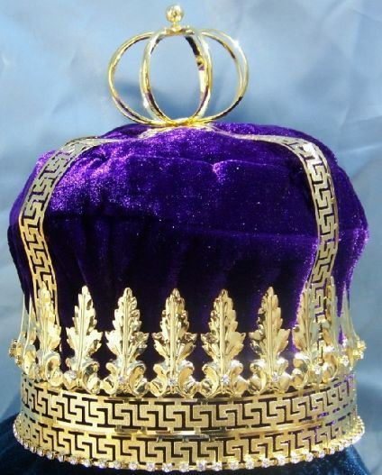 Imperial State Mens King Rhinestone Gold and Purple  Crown - CrownDesigners