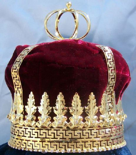 Imperial State Mens King Rhinestone Gold and Red Crown - CrownDesigners