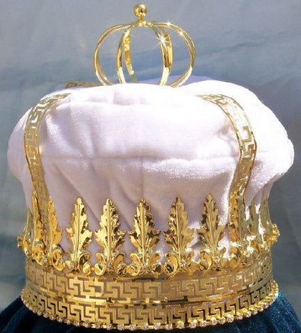 Imperial State Mens King Rhinestone Gold and White Crown - CrownDesigners