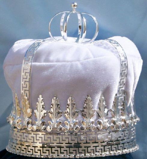 Imperial State Mens King Rhinestone Silver and White Crown - CrownDesigners