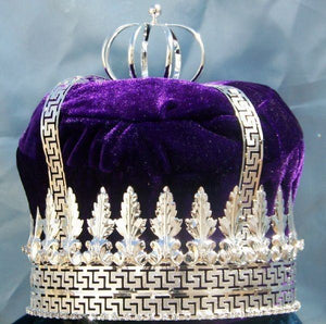 Imperial State Mens King Rhinestone Silver and Purple Crown - CrownDesigners