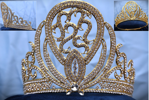 Miss Beauty Pageant Adjustable Rhinestone  Gold Crown Tiara