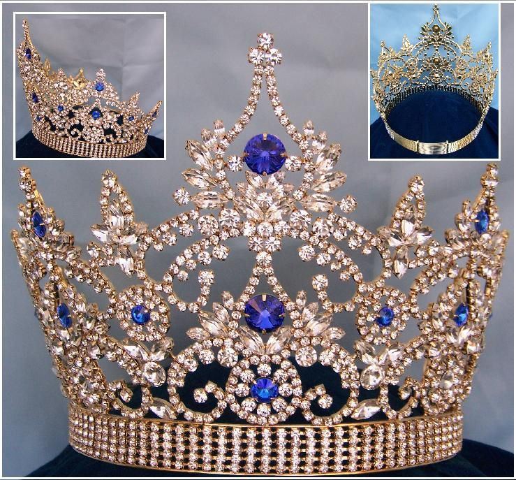 Continental Gold blue Sapphire Crown Tiara - CrownDesigners