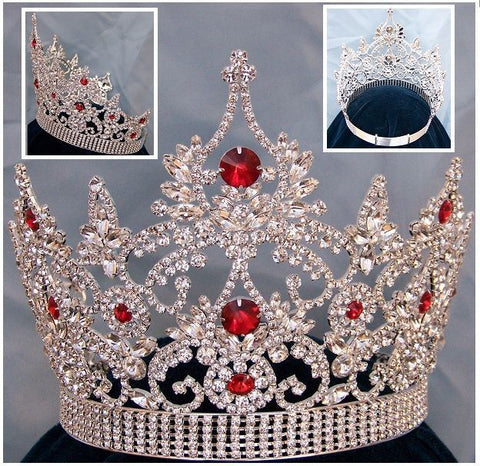 Continental Adjustable Silver Ruby Crown Tiara - CrownDesigners