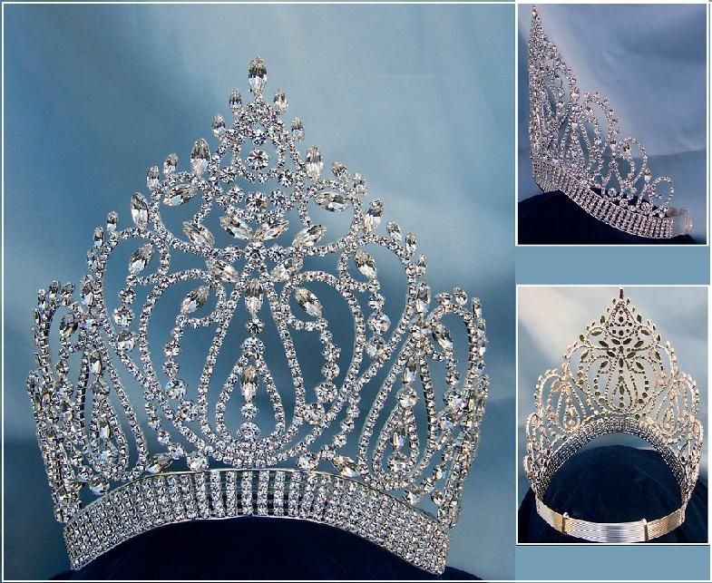 Adjustable Contoured Miss Beauty Pageant Queen Rhinestone Crown - CrownDesigners