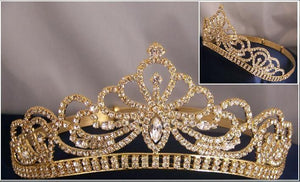 Miss Beauty Queen Pageant Rhinestone GOLD Crown Tiara - CrownDesigners