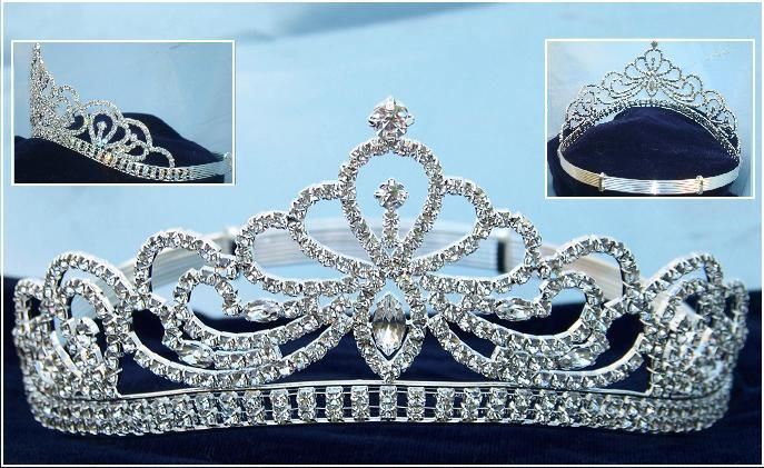 Miss Beauty Queen Pageant Rhinestone Silver Crown Tiara - CrownDesigners