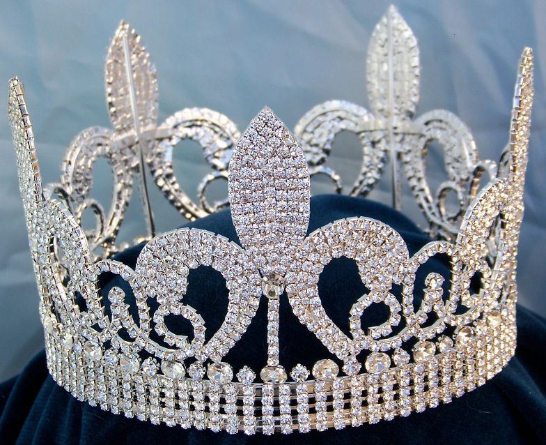 Rhinestone Beauty Pageant Unisex Fleur D'lis Imperial Full Crown - CrownDesigners