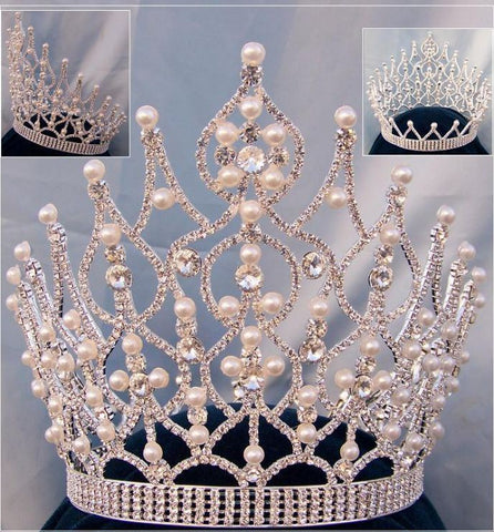 Beauty Pageant Rhinestone Full Pearls Crown - CrownDesigners