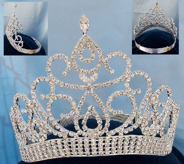 Beauty Pageant Silver Contoured Crown Tiara - CrownDesigners