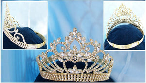 Beauty pageant  gold  contoured crown tiara - CrownDesigners