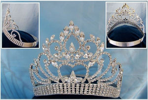 Beauty pageant  Silver  contoured crown tiara - CrownDesigners