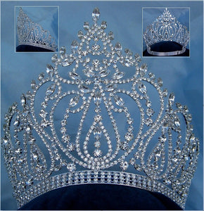 Beauty Pageant Rhinestone Queen Adjustable Silver Clear Crystal Crown Tiara - CrownDesigners
