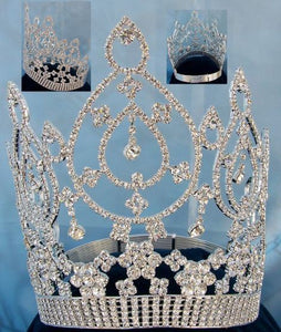 Beauty pageant Silver contoured crown tiara - CrownDesigners