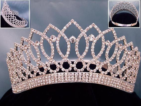 Rhinestone Bridal Queen Princess Miss Beauty Queen Silver Crown Tiara - CrownDesigners
