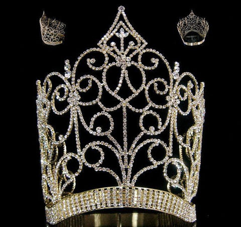 Royal Imperial Queen rhinestone GOLD crown tiara - CrownDesigners
