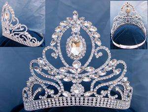 Cristal Princess Contoured Silver Rhinestone Crown Tiara - CrownDesigners