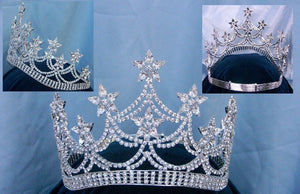 Beauty Pageant Rhinestone Contoured Adjustable Crown Tiara - CrownDesigners