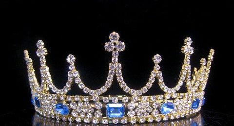 Victorian Style Gold  Rhinestone adjustable crown tiara - CrownDesigners