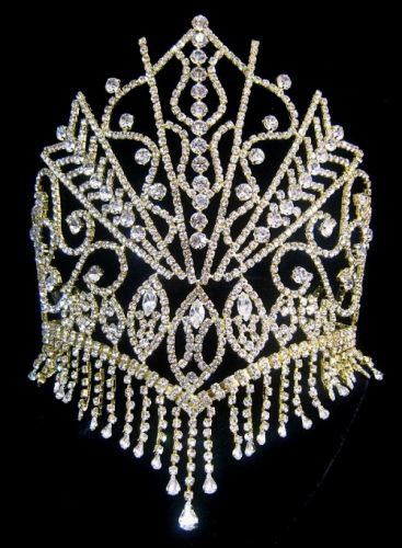 The Stars of the Nile Rhinestone Gold Beauty Pageant Queen Crown, Tiara - CrownDesigners