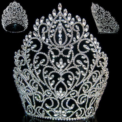 Rhinestone Miss Beauty Queen Pageant Crown Silver Tiara - CrownDesigners