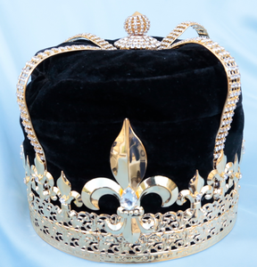 Gold Rhinestone black velvet King Crown
