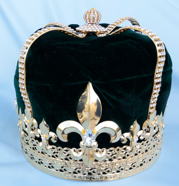 Imperial State Men's King Rhinestone Gold and Green Crown