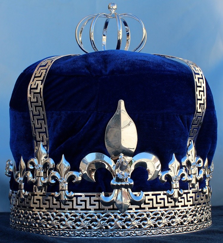 Imperial State Mens Silver  and blue Velvet Crown - CrownDesigners