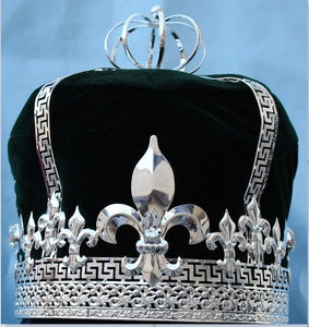 Imperial State Mens King Rhinestone Silver and Green Crown - CrownDesigners