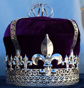 Imperial State Mens King Rhinestone Silver and Purple Crown - CrownDesigners