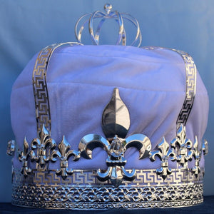 Imperial State Mens King Rhinestone Silver and White Crown - CrownDesigners