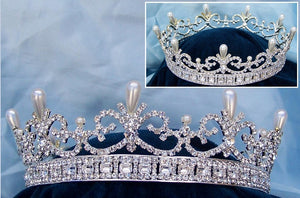 Queen Victoria Regal Silver  Full Rhinestone Crown - CrownDesigners