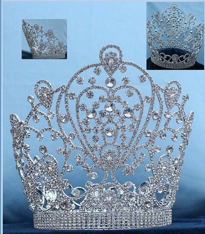 Belinda Princess Bridal Full SILVER  Pageant Rhinestone Crown - CrownDesigners