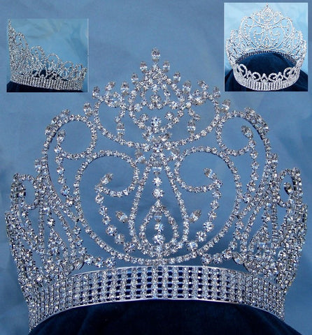 Miss American Beauty Pageant Queen Rhinestone Crown Silver FULL - CrownDesigners