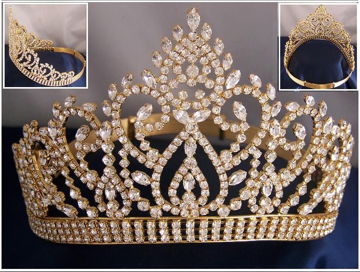 Beauty Pageant Award Gold Contoured adjustable crown - CrownDesigners