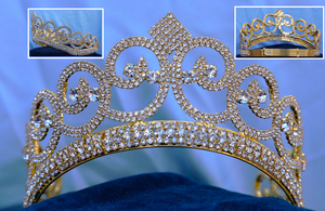 Adjustable Gold Rhinestone Crown Tiara