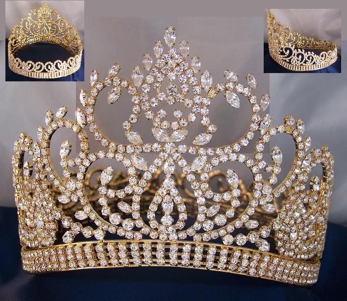 Beauty Pageant Award Gold Contoured Full Crown - CrownDesigners