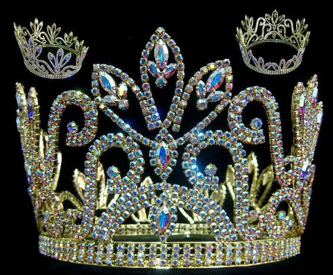 Rhinestone Gold Aurora Borealis Full Crown - CrownDesigners